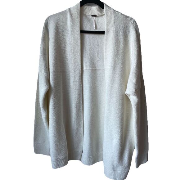 NEW- Free People 'Ottoman' Textured-Rib Knit Cardigan Sweater, Ecru Medium - Picture 4 of 5
